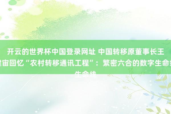 开云的世界杯中国登录网址 中国转移原董事长王建宙回忆“农村转移通讯工程”：繁密六合的数字生命线