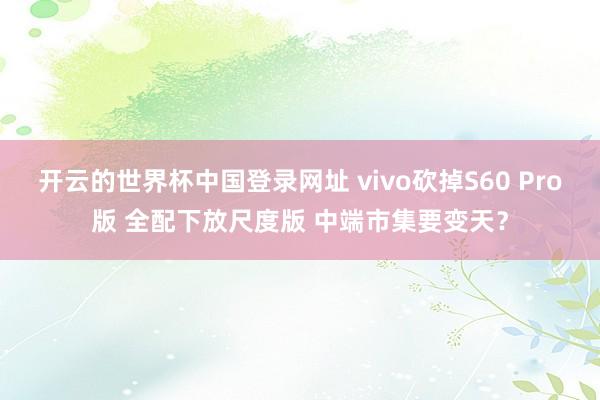 开云的世界杯中国登录网址 vivo砍掉S60 Pro版 全配下放尺度版 中端市集要变天？