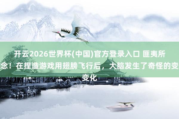 开云2026世界杯(中国)官方登录入口 匪夷所念念！在捏造游戏用翅膀飞行后，大脑发生了奇怪的变化