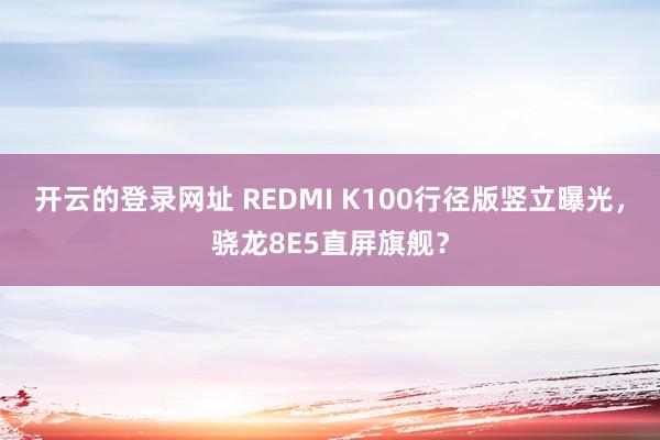 开云的登录网址 REDMI K100行径版竖立曝光，骁龙8E5直屏旗舰？