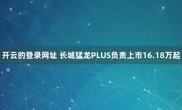 开云的登录网址 长城猛龙PLUS负责上市16.18万起