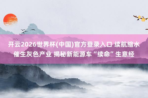 开云2026世界杯(中国)官方登录入口 续航缩水催生灰色产业 揭秘新能源车“续命”生意经