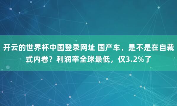 开云的世界杯中国登录网址 国产车，是不是在自裁式内卷？利润率全球最低，仅3.2%了