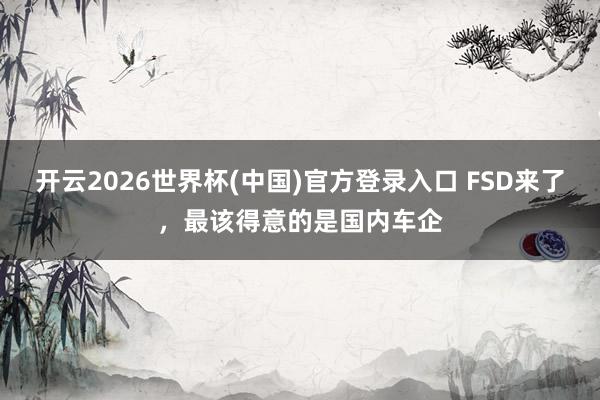 开云2026世界杯(中国)官方登录入口 FSD来了，最该得意的是国内车企