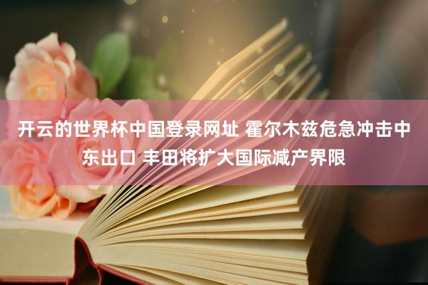开云的世界杯中国登录网址 霍尔木兹危急冲击中东出口 丰田将扩大国际减产界限