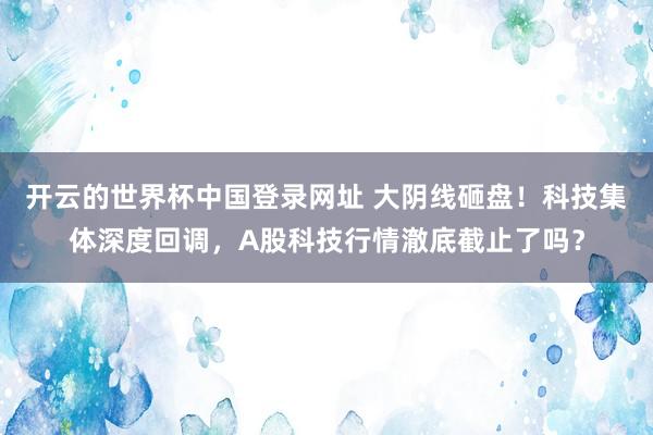开云的世界杯中国登录网址 大阴线砸盘！科技集体深度回调，A股科技行情澈底截止了吗？