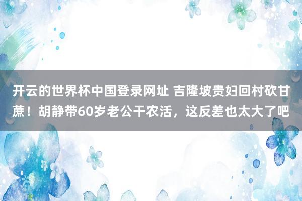 开云的世界杯中国登录网址 吉隆坡贵妇回村砍甘蔗！胡静带60岁老公干农活，这反差也太大了吧