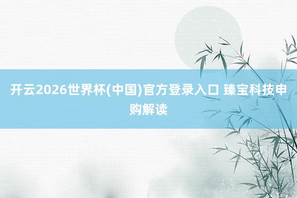 开云2026世界杯(中国)官方登录入口 臻宝科技申购解读