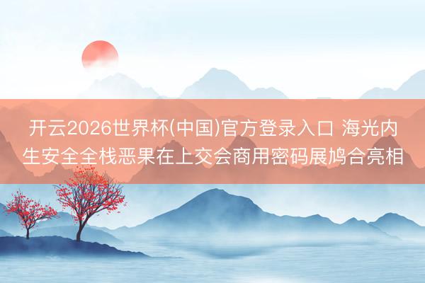 开云2026世界杯(中国)官方登录入口 海光内生安全全栈恶果在上交会商用密码展鸠合亮相