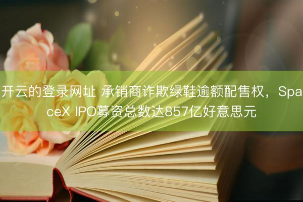 开云的登录网址 承销商诈欺绿鞋逾额配售权,SpaceX IPO募资总数达857亿好意思元