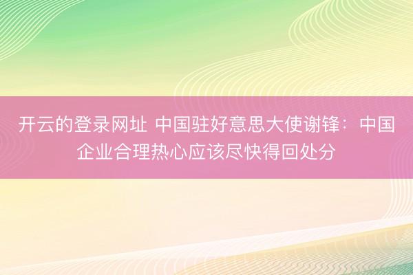 开云的登录网址 中国驻好意思大使谢锋：中国企业合理热心应该尽快得回处分